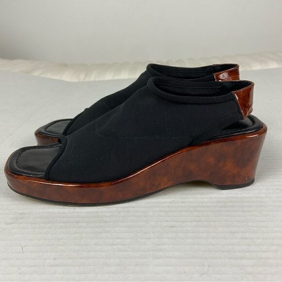 Donald J Pliner Black & Brown Wedged Platform Sole Sling Back Sandals Size 7.5N - Picture 9 of 12